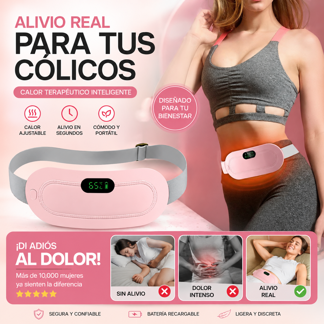 Alivia los cólicos menstruales en minutos con calor térmico portátil