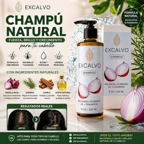 Shampoo EXCALVO – Detén la Caída y Activa el Crecimiento + Envío Gratis 🌿